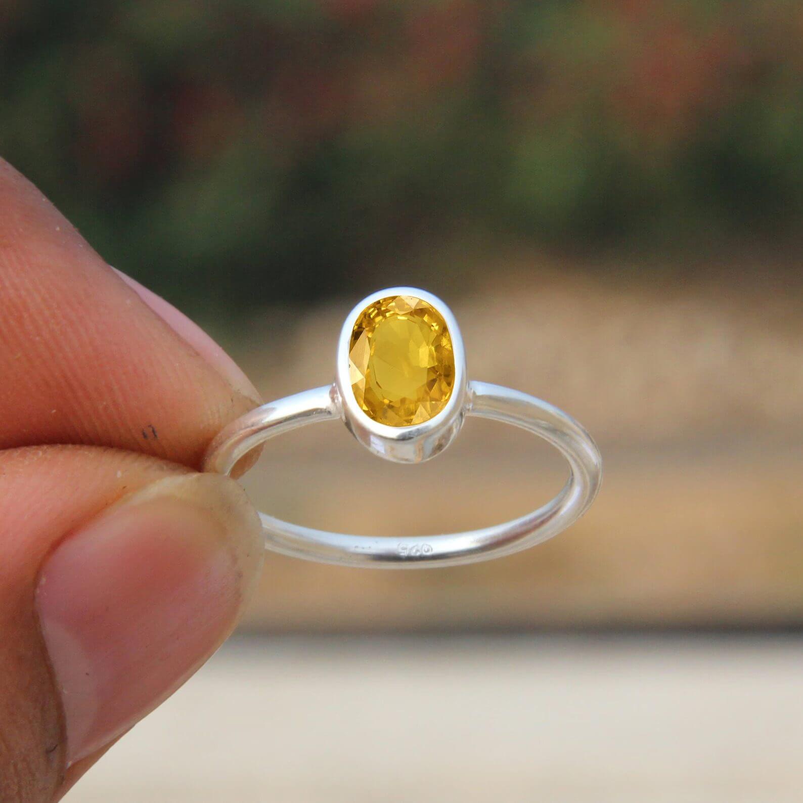 Buy Natural Certified Yellow Sapphire Astrological Gemstone Ring in  Streling Sliver Yellow Gold Plated Handmade Ring for Mens Online in India -  Etsy